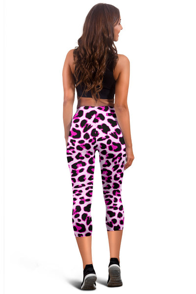 Pink Leopard Print Women Capris