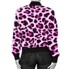 Pink Leopard Print Women Casual Bomber Jacket