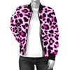 Pink Leopard Print Women Casual Bomber Jacket