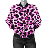 Pink Leopard Print Women Casual Bomber Jacket