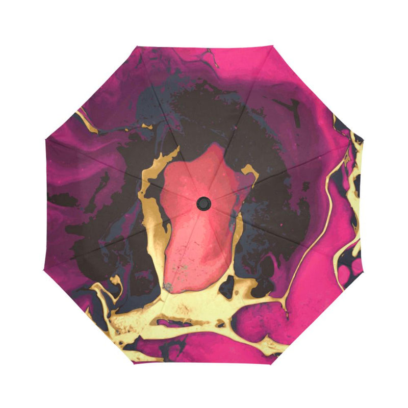 Pink Marble Automatic Foldable Umbrella