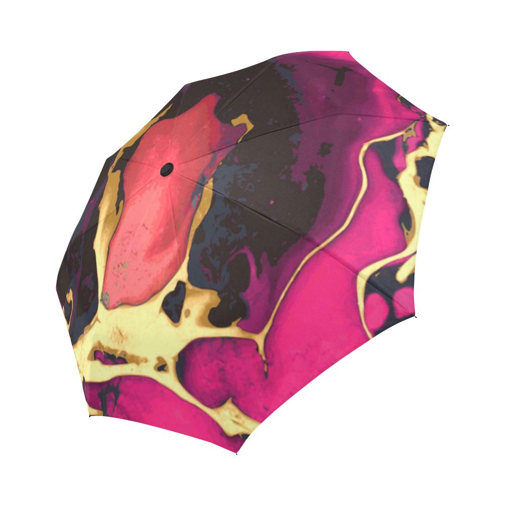 Pink Marble Automatic Foldable Umbrella