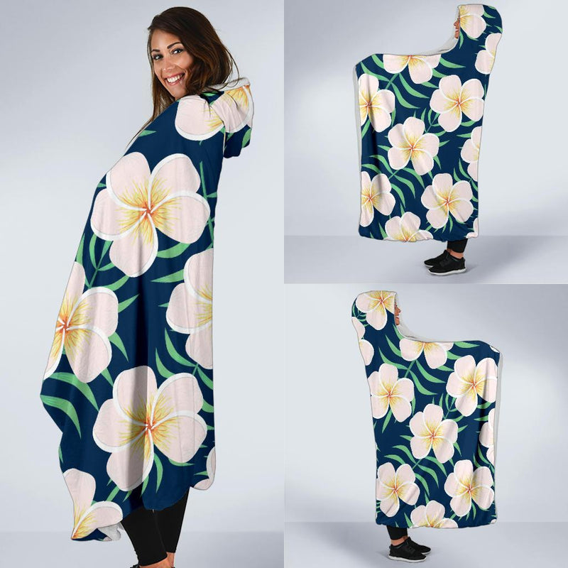 Pink Plumeria Pattern Print Design PM016 Hooded Blanket-JORJUNE.COM