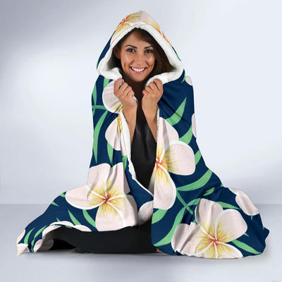 Pink Plumeria Pattern Print Design PM016 Hooded Blanket-JORJUNE.COM