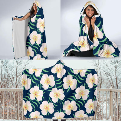 Pink Plumeria Pattern Print Design PM016 Hooded Blanket-JORJUNE.COM