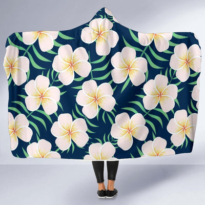 Pink Plumeria Pattern Print Design PM016 Hooded Blanket-JORJUNE.COM