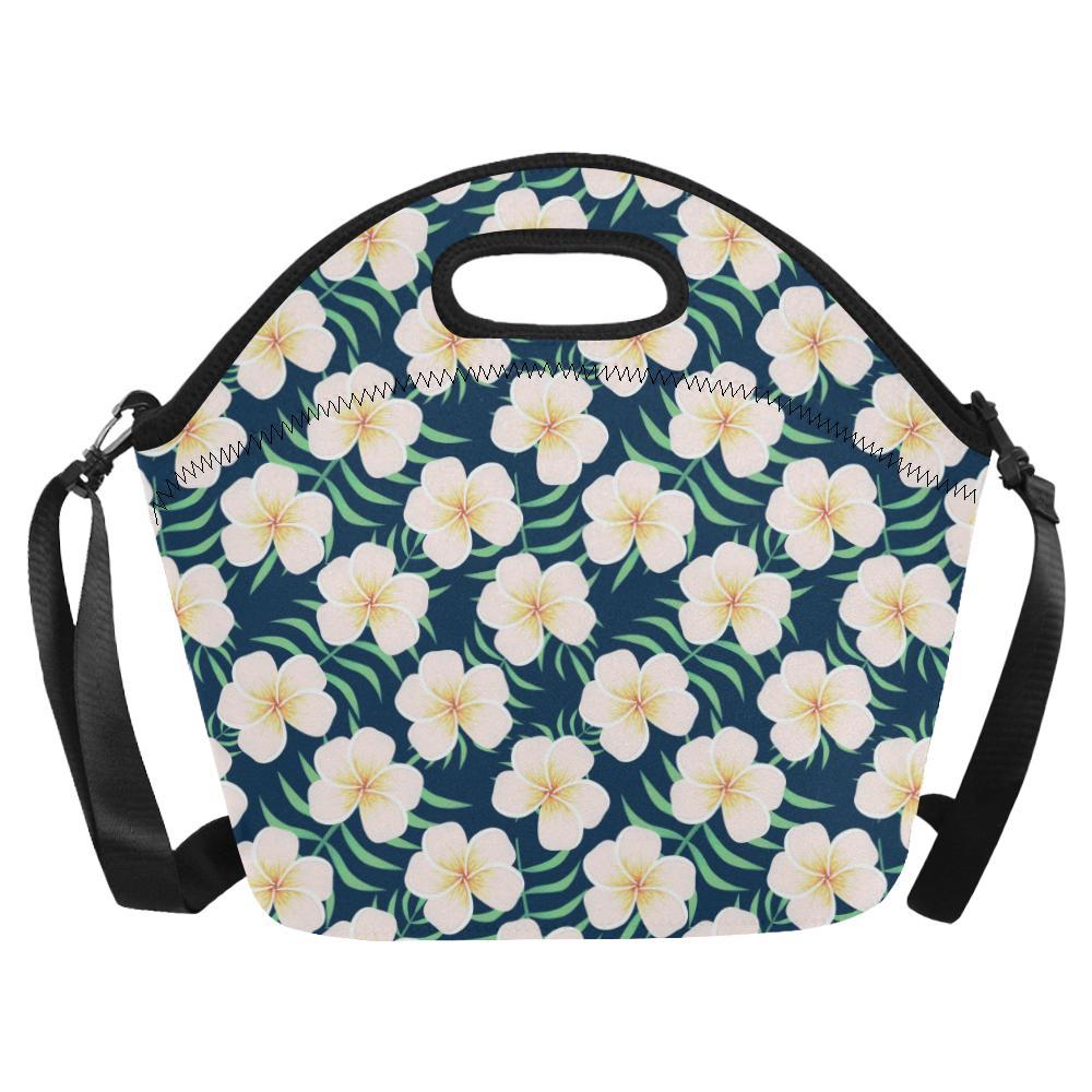 Pink Plumeria Pattern Print Design PM016 Neoprene Lunch Bag-JorJune