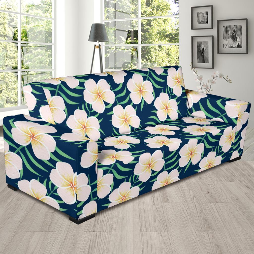 Pink Plumeria Pattern Print Design PM016 Sofa Slipcover-JORJUNE.COM