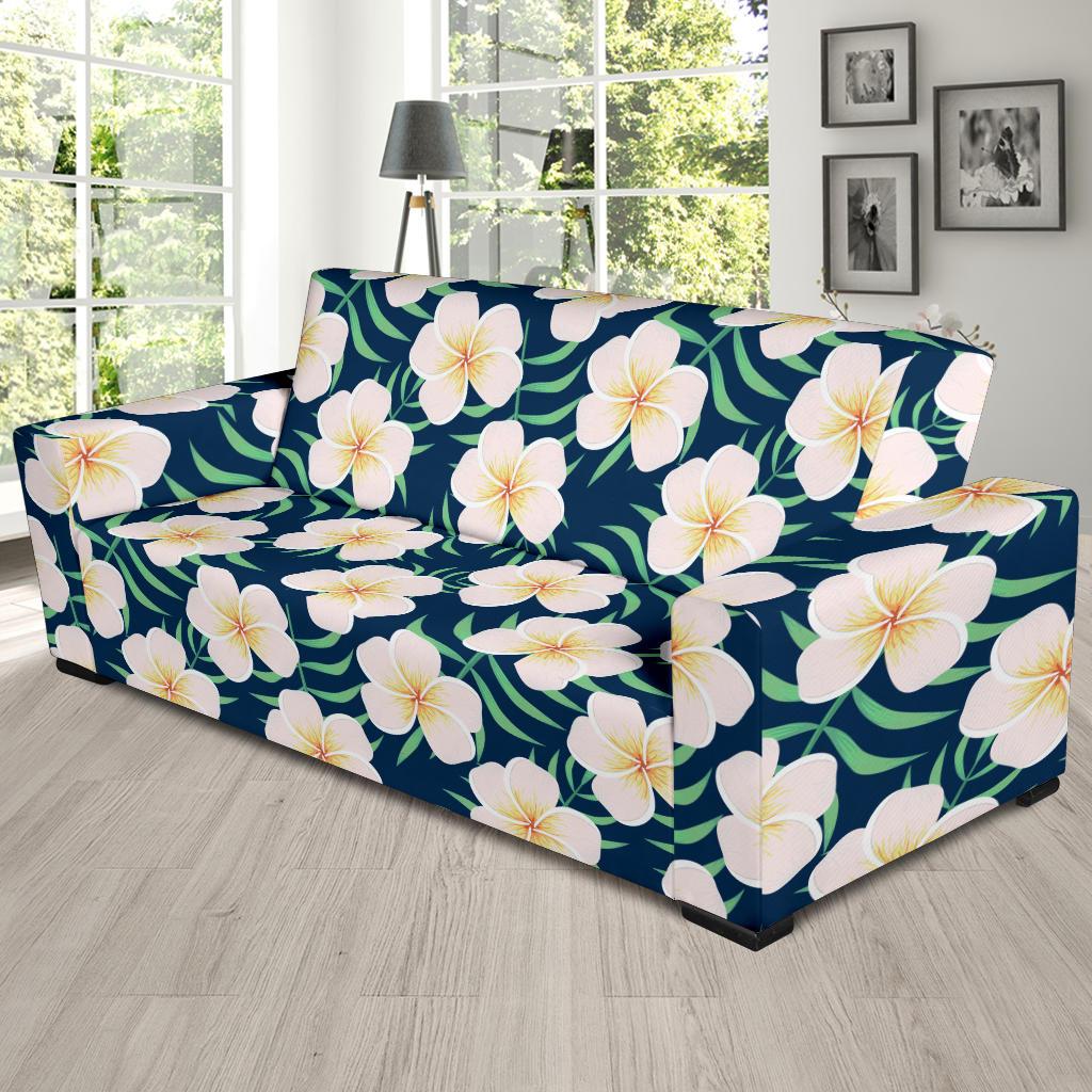 Pink Plumeria Pattern Print Design PM016 Sofa Slipcover-JORJUNE.COM
