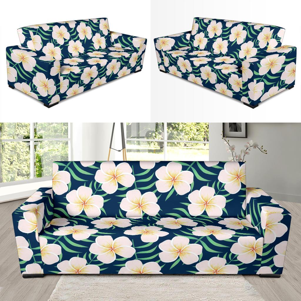 Pink Plumeria Pattern Print Design PM016 Sofa Slipcover-JORJUNE.COM
