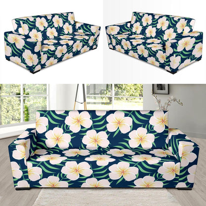 Pink Plumeria Pattern Print Design PM016 Sofa Slipcover-JORJUNE.COM