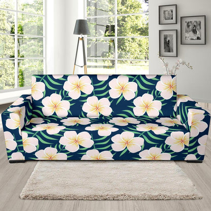 Pink Plumeria Pattern Print Design PM016 Sofa Slipcover-JORJUNE.COM