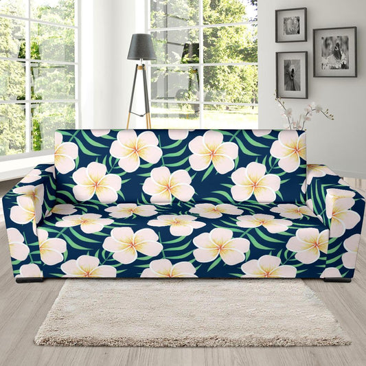 Pink Plumeria Pattern Print Design PM016 Sofa Slipcover-JORJUNE.COM