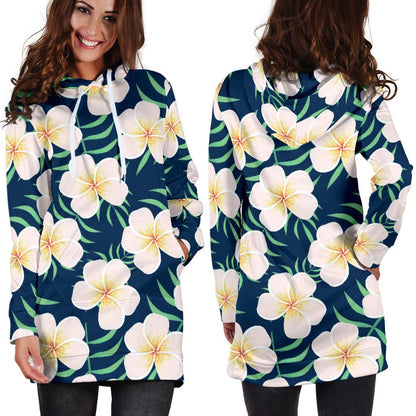 Pink Plumeria Pattern Print Design PM016 Women Hoodie Dress
