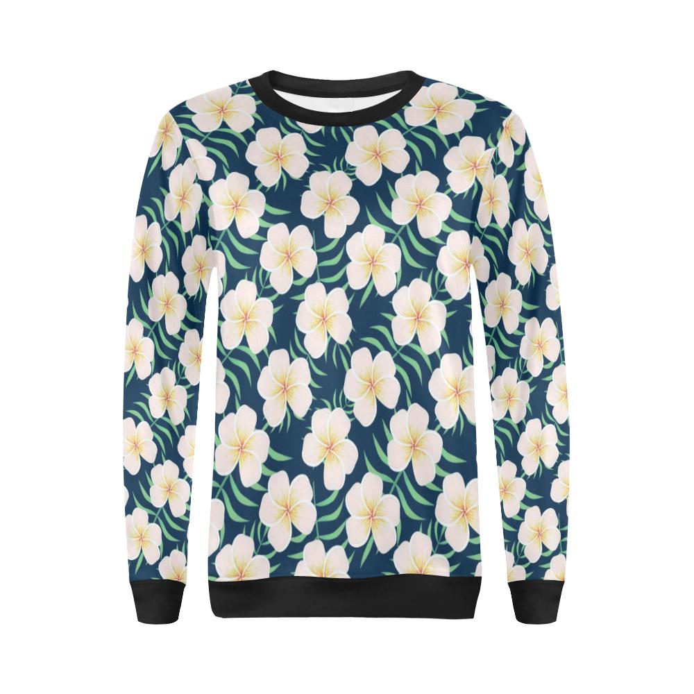 Pink Plumeria Pattern Print Design PM016 Women Long Sleeve Sweatshirt-JorJune