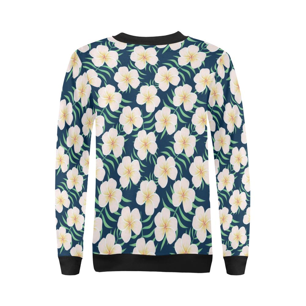 Pink Plumeria Pattern Print Design PM016 Women Long Sleeve Sweatshirt-JorJune