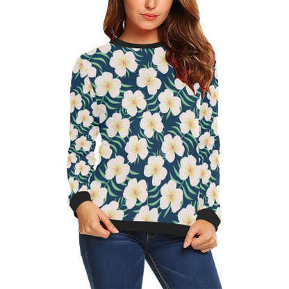 Pink Plumeria Pattern Print Design PM016 Women Long Sleeve Sweatshirt-JorJune