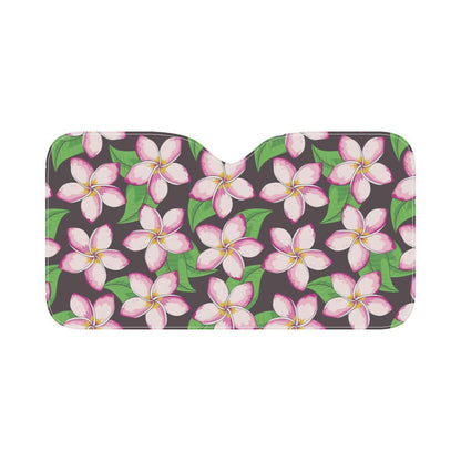 Pink Plumeria Pattern Print Design PM019 Car Sun Shade-JorJune