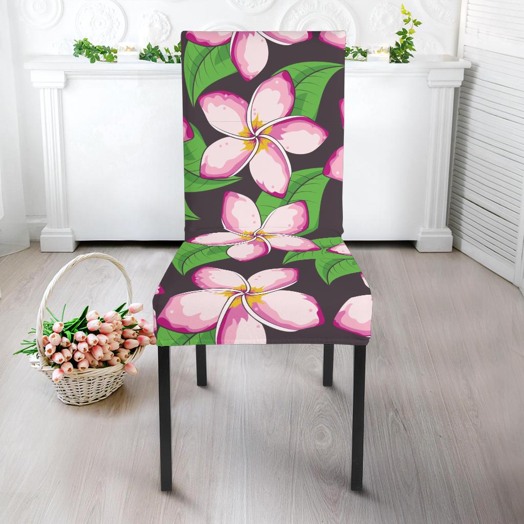 Pink Plumeria Pattern Print Design PM019 Dining Chair Slipcover-JORJUNE.COM