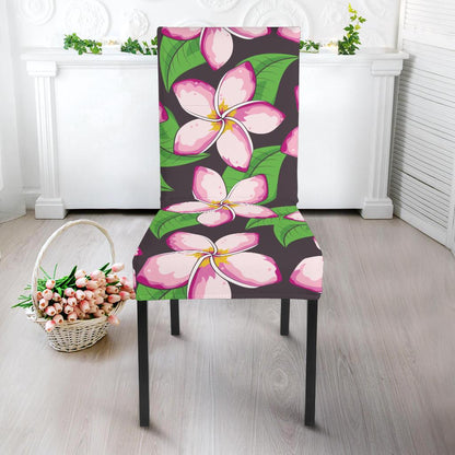 Pink Plumeria Pattern Print Design PM019 Dining Chair Slipcover-JORJUNE.COM