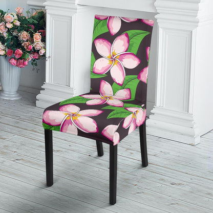 Pink Plumeria Pattern Print Design PM019 Dining Chair Slipcover-JORJUNE.COM