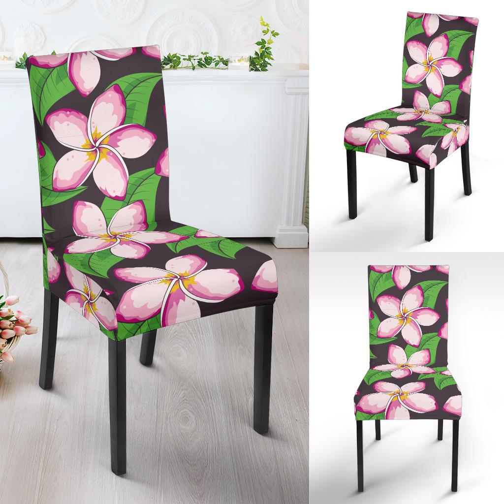 Pink Plumeria Pattern Print Design PM019 Dining Chair Slipcover-JORJUNE.COM