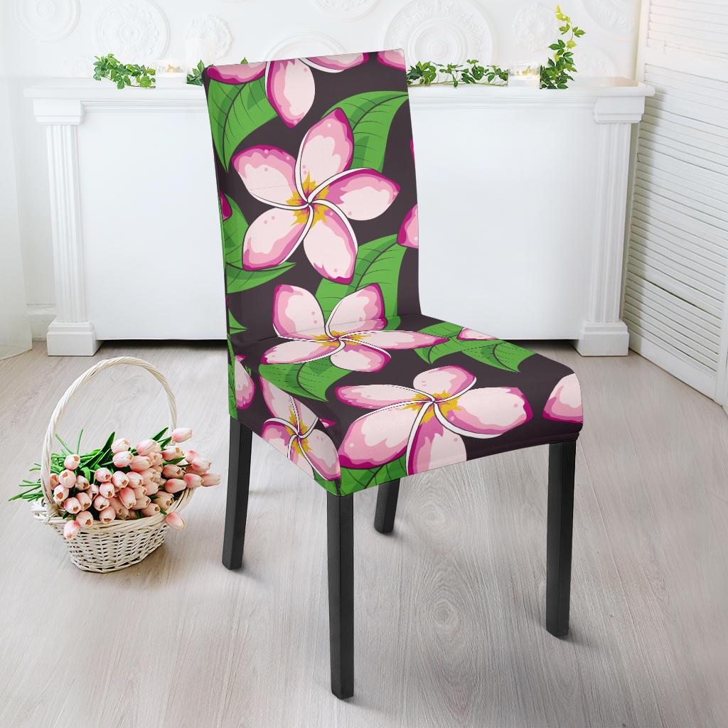 Pink Plumeria Pattern Print Design PM019 Dining Chair Slipcover-JORJUNE.COM