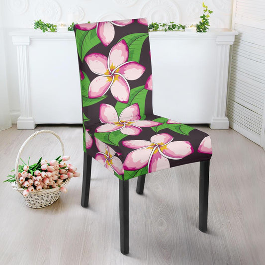 Pink Plumeria Pattern Print Design PM019 Dining Chair Slipcover-JORJUNE.COM