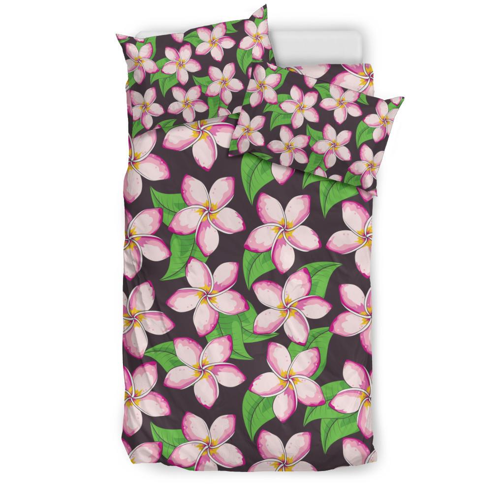 Pink Plumeria Pattern Print Design PM019 Duvet Cover Bedding Set-JORJUNE.COM