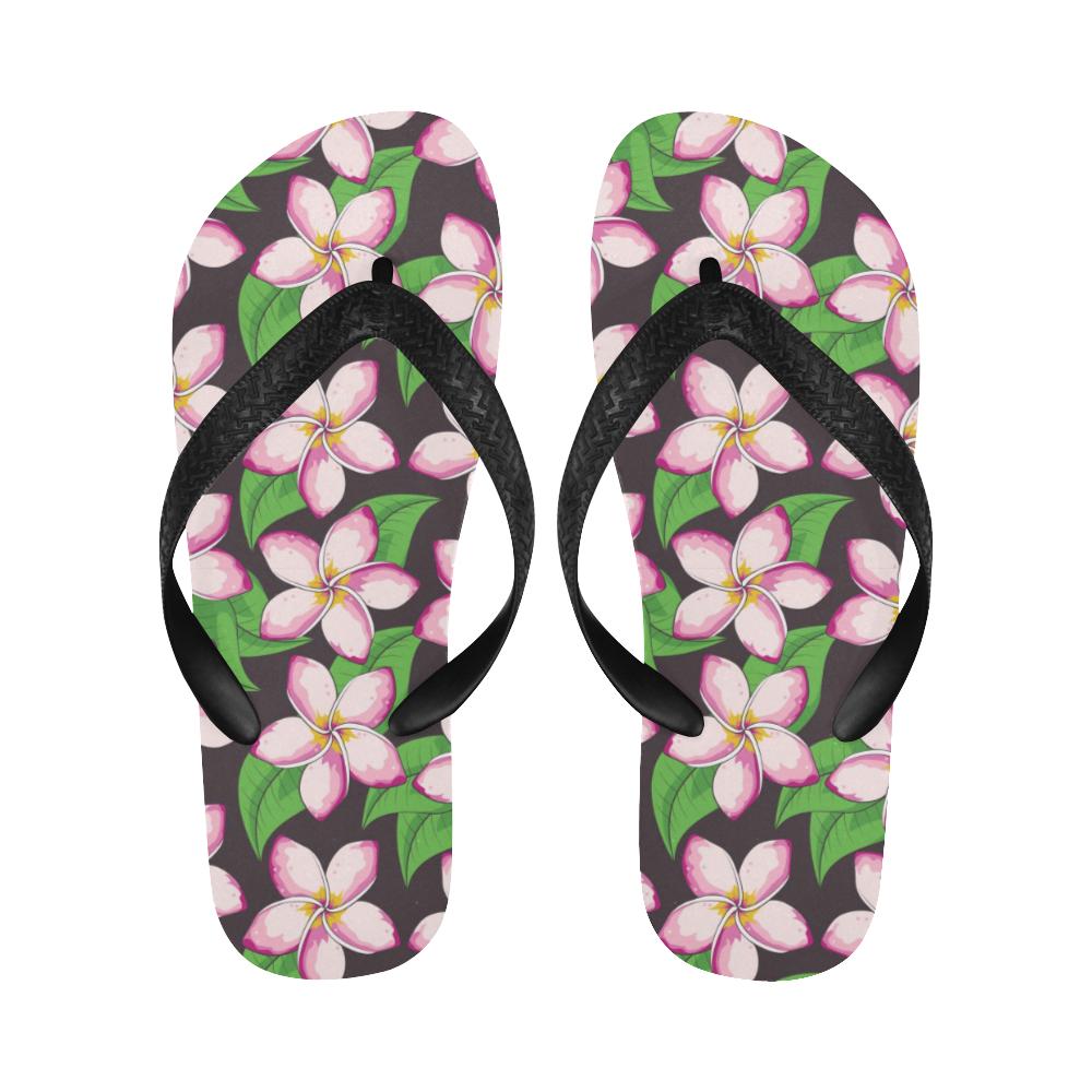 Pink Plumeria Pattern Print Design PM019 Flip Flops-JorJune