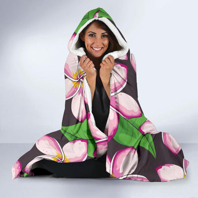 Pink Plumeria Pattern Print Design PM019 Hooded Blanket-JORJUNE.COM