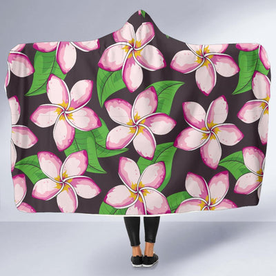 Pink Plumeria Pattern Print Design PM019 Hooded Blanket-JORJUNE.COM