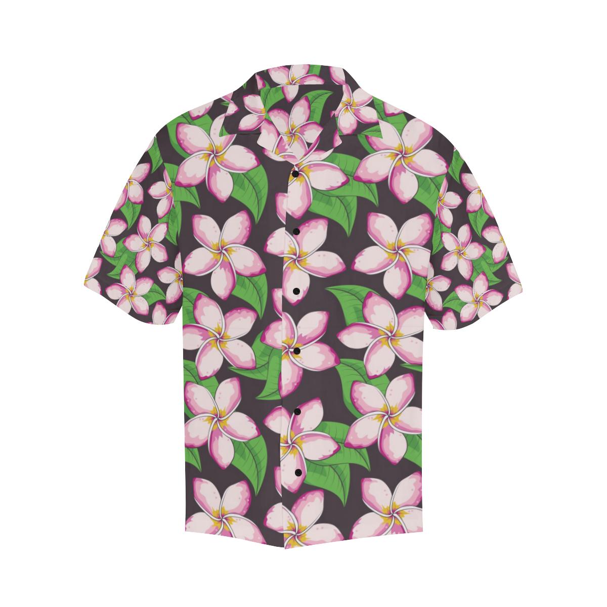 Pink Plumeria Pattern Print Design PM019 Men Hawaiian Shirt-JorJune