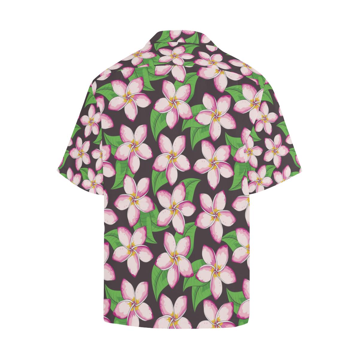 Pink Plumeria Pattern Print Design PM019 Men Hawaiian Shirt-JorJune