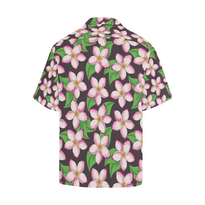 Pink Plumeria Pattern Print Design PM019 Men Hawaiian Shirt-JorJune