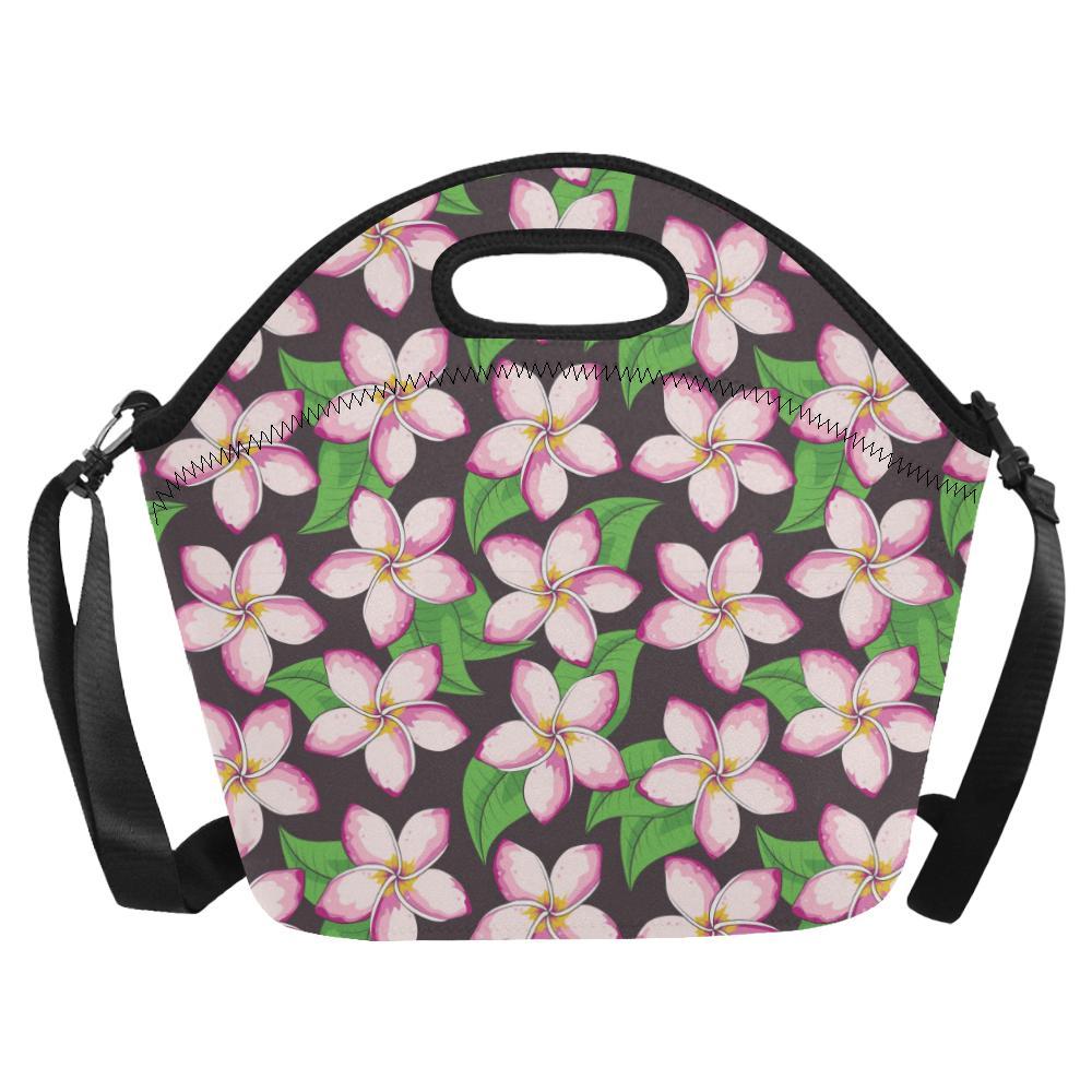 Pink Plumeria Pattern Print Design PM019 Neoprene Lunch Bag-JorJune