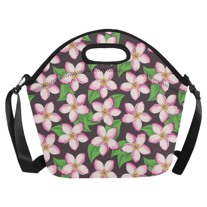 Pink Plumeria Pattern Print Design PM019 Neoprene Lunch Bag-JorJune