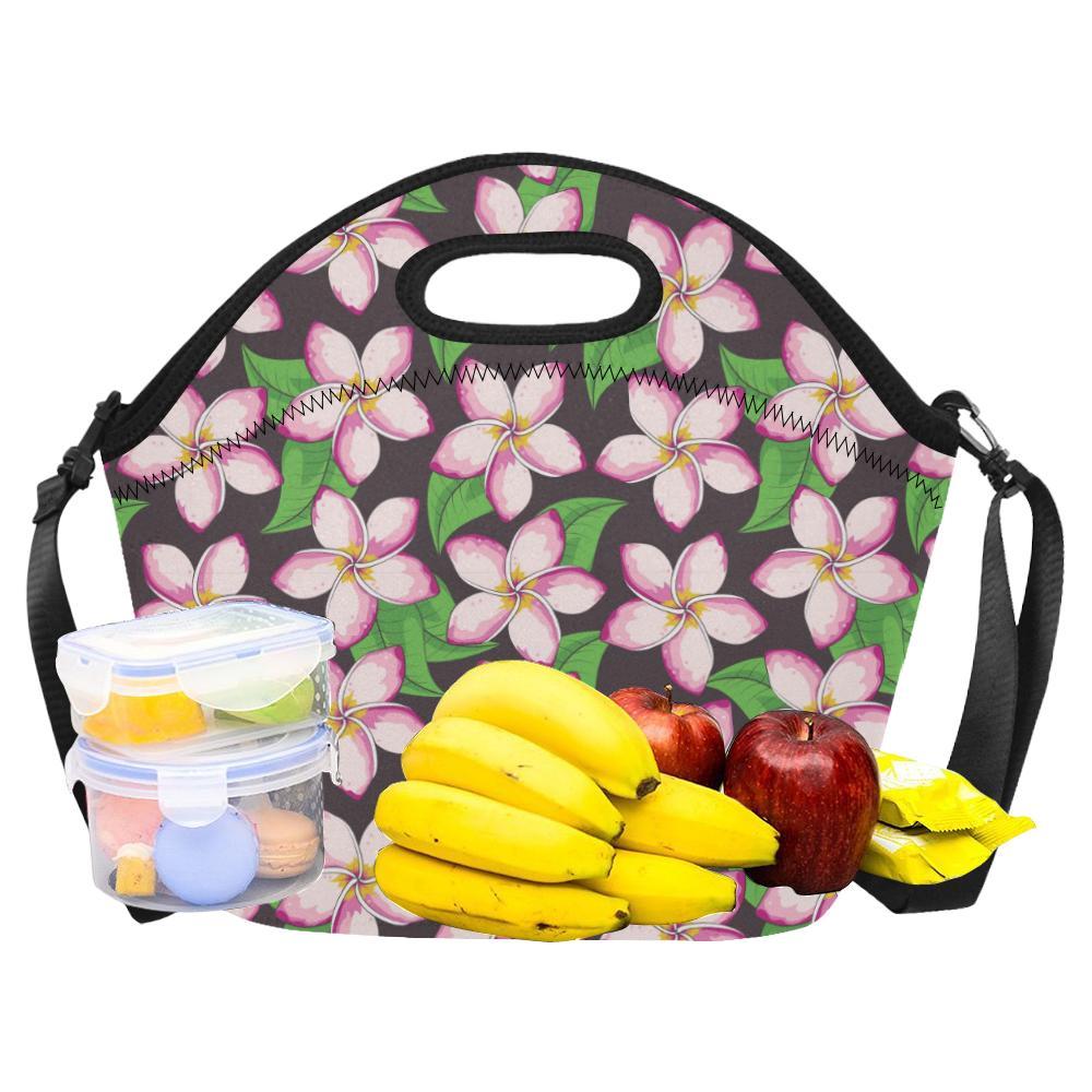 Pink Plumeria Pattern Print Design PM019 Neoprene Lunch Bag-JorJune
