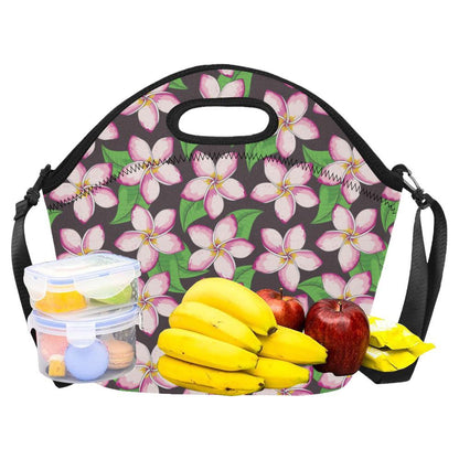 Pink Plumeria Pattern Print Design PM019 Neoprene Lunch Bag-JorJune
