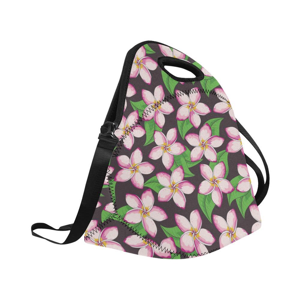 Pink Plumeria Pattern Print Design PM019 Neoprene Lunch Bag-JorJune