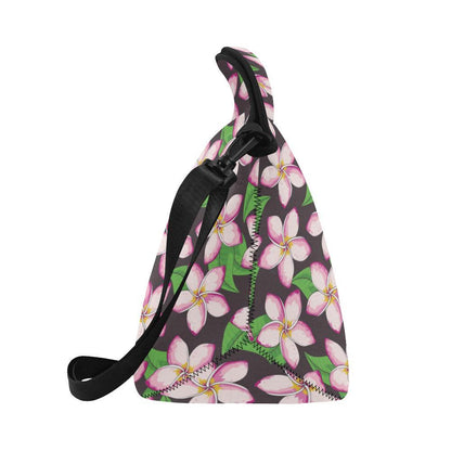 Pink Plumeria Pattern Print Design PM019 Neoprene Lunch Bag-JorJune