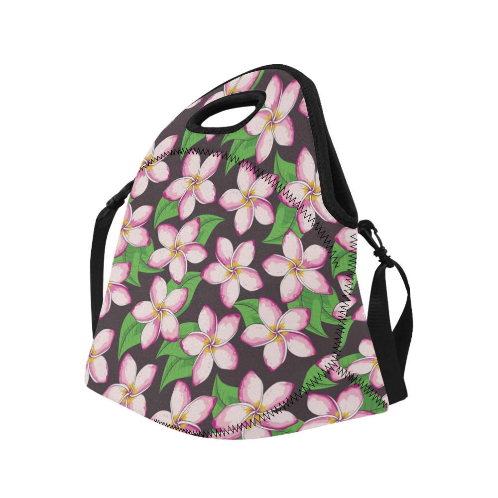 Pink Plumeria Pattern Print Design PM019 Neoprene Lunch Bag-JorJune