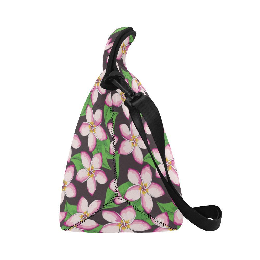 Pink Plumeria Pattern Print Design PM019 Neoprene Lunch Bag-JorJune