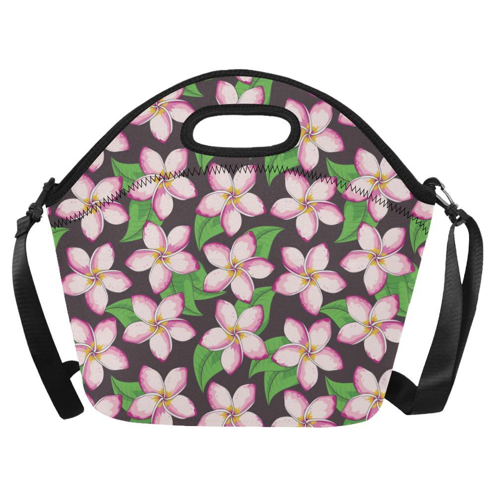 Pink Plumeria Pattern Print Design PM019 Neoprene Lunch Bag-JorJune