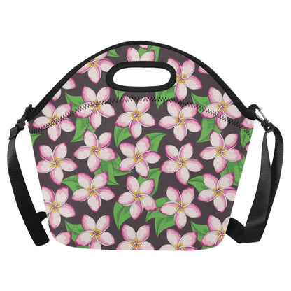 Pink Plumeria Pattern Print Design PM019 Neoprene Lunch Bag-JorJune