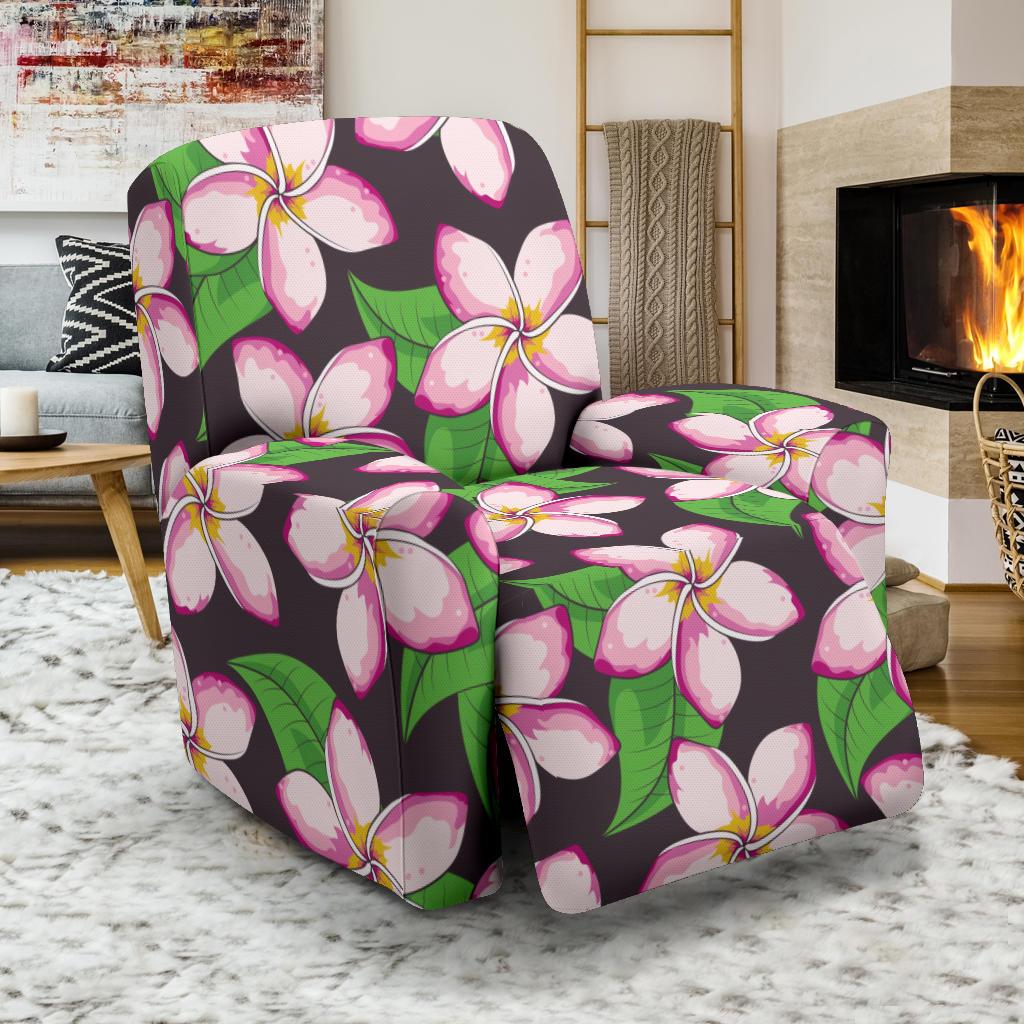 Pink Plumeria Pattern Print Design PM019 Recliner Slipcover-JORJUNE.COM