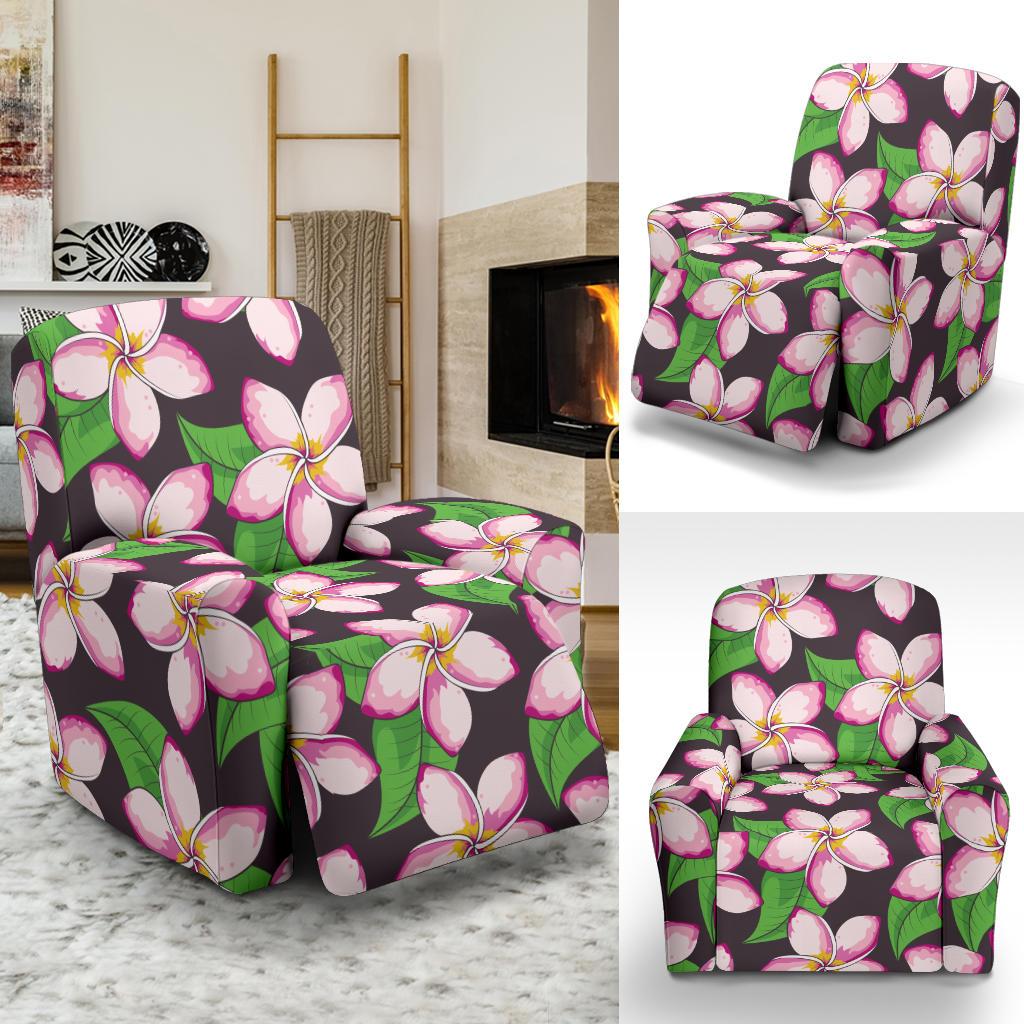 Pink Plumeria Pattern Print Design PM019 Recliner Slipcover-JORJUNE.COM