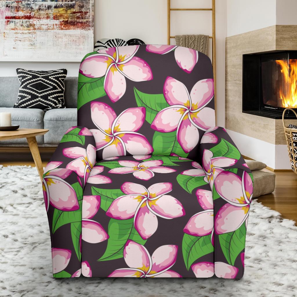 Pink Plumeria Pattern Print Design PM019 Recliner Slipcover-JORJUNE.COM