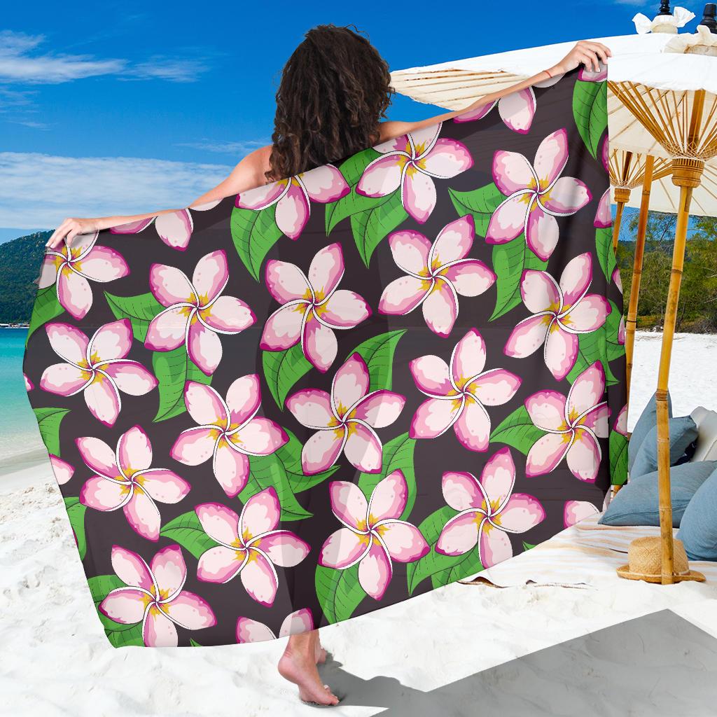 Pink Plumeria Pattern Print Design PM019 Sarong Pareo Wrap-JORJUNE.COM