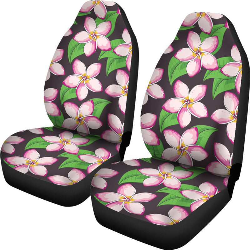 Pink Plumeria Pattern Print Design PM019 Universal Fit Car Seat Covers-JorJune